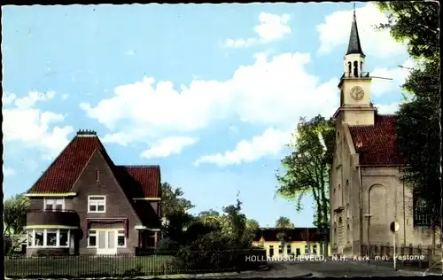 Ak Hollandscheveld Drenthe Niederlande, Kerk met Pastorie