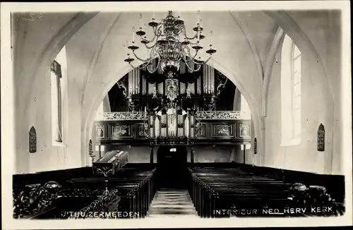 Foto Ak Uithuizermeeden Groningen Niederlande, Interieur ned Herv Kerk