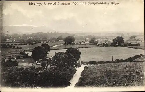 Ak Bramber West Sussex England, Birdseye view, showing Chanetonbury Ring