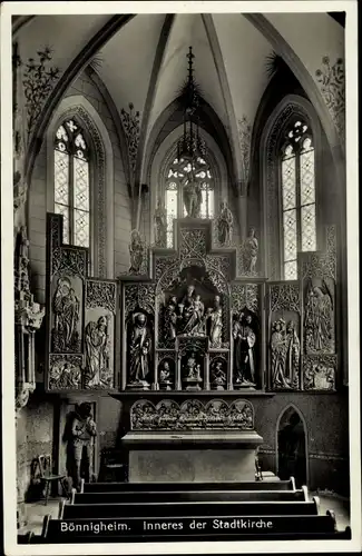 Ak Bönnigheim in Niedersachsen, Stadtkirche, Innenansicht, Altar