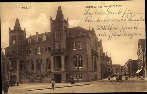 Ak Gütersloh in Westfalen, Rathaus, Königstraße