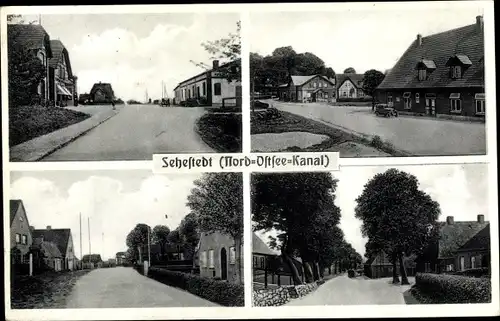 Ak Sehestedt am Nord Ostsee Kanal, Straßenpartien, Wohnhäuser