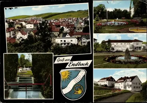 Ak Bad Endbach in Mittelhessen, Dorfpartie, Brunnen