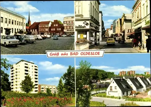 Ak Bad Oldesloe in Schleswig Holstein, Parkplatz, Straßenpartie, Wohnhäuser