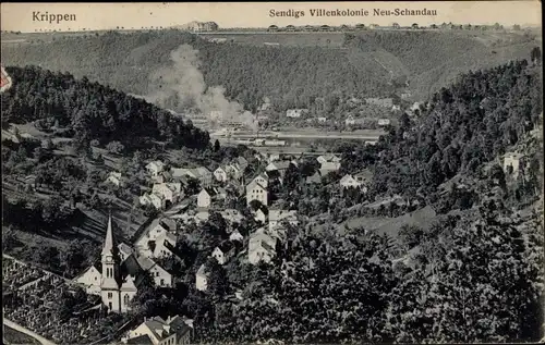 Ak Krippen Bad Schandau Sächsische Schweiz, Sendigs Villenkolonie