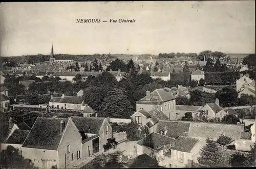 Ak Nemours Seine et Marne, Vue Generale