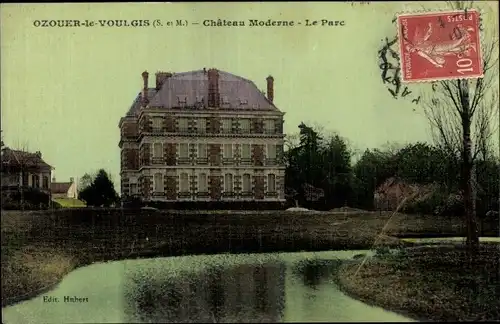 Ak Ozouer le Voulgis Seine et Marne, Chateau Moderne, Le Parc
