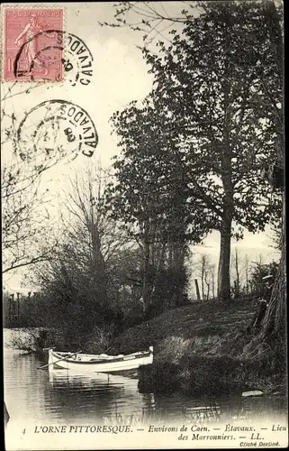 Ak Etavaux Calvados, Lieu de Marronniers, Bords de l'Orne