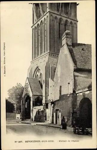 Ak Bernieres sur Mer Calvados, Portail de l'Eglise