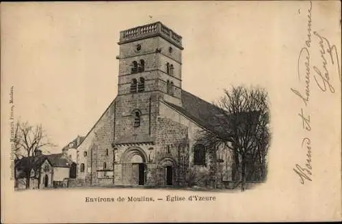 Ak Yzeure Allier, Eglise, vue de face, clocher