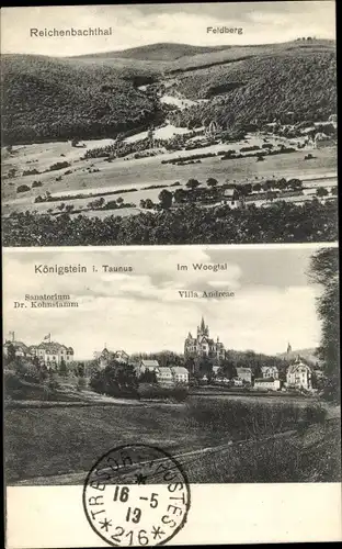 Ak Königstein im Taunus, Feldberg, Woogtal, Sanatorium Dr. Kohnstamm, Villa Andreae, Reichenbachthal