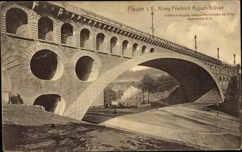 Ak Plauen im Vogtland, Königs Friedrich August Brücke, Steinbrücke