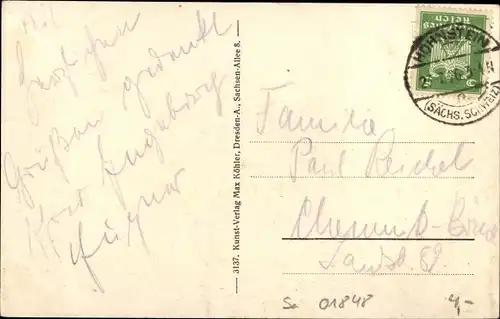 Ak Hohnstein Sächsische Schweiz, Jugendburg Schloss Hohnstein mit Stadt