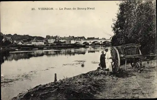 Ak Vierzon Cher, Le Pont de Bourg Neuf