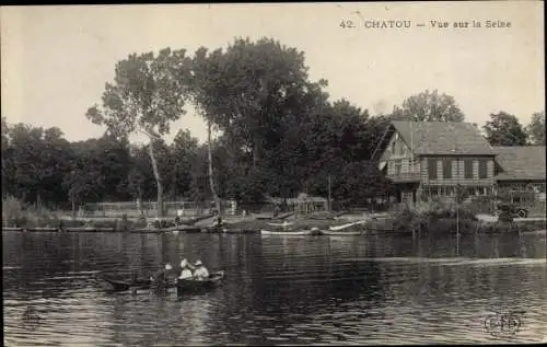 Ak Chatou Yvelines, Vue sur la Seine