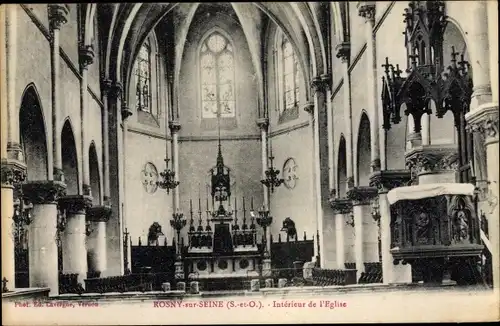 Ak Rosny sur Seine Yvelines, Interieur de l'Eglise