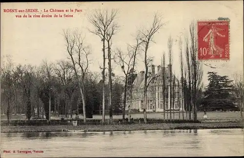 Ak Rosny sur Seine Yvelines, Chateau et le Parc, rive de la Seine