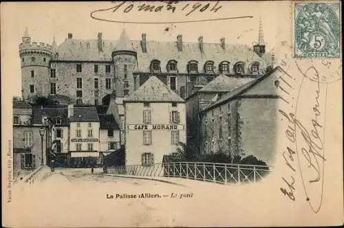 Ak Lapalisse Allier, Le pont, Café Morand