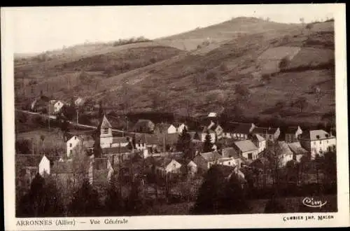 Ak Arronnes Allier, vue générale, eglise