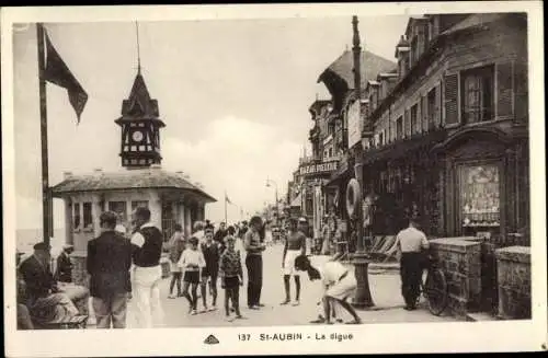 Ak Saint Aubin sur Mer Calvados, La digue