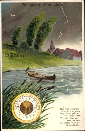 Litho Auf Regen folgt Sonnenschein, Sturm, Barometer