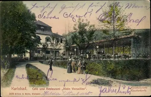 Ak Karlovy Vary Karlsbad Stadt, Café und Restaurant Klein Versailles