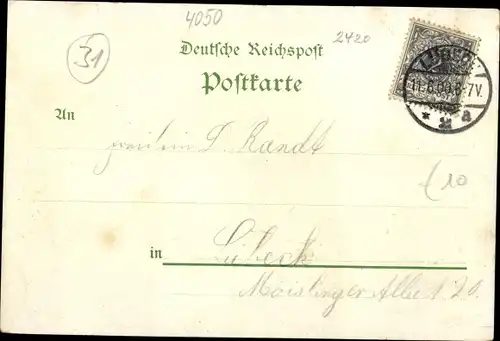 Litho Eutin in Ostholstein, Wohnhaus von Joh. Heinrich Voss, Garten, Stadtansicht