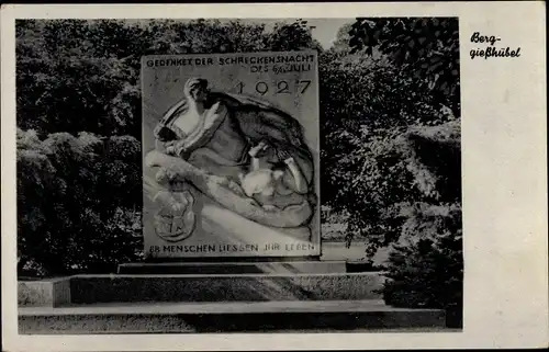 Ak Bad Gottleuba-Berggießhübel in Sachsen, Hochwasser Denkmal, Gedenken der Schreckensnacht 1927