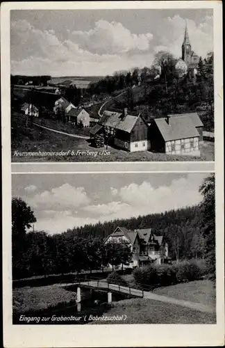 Ak Krummenhennersdorf Halsbrücke in Sachsen, Ortspartie