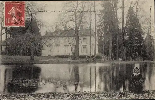 Ak Breau Seine et Marne, Cote du Chateau et piece d'eau