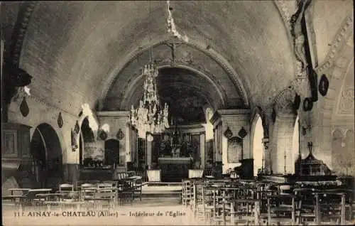 Ak Ainay le Château Allier, Interieur de l'Eglise