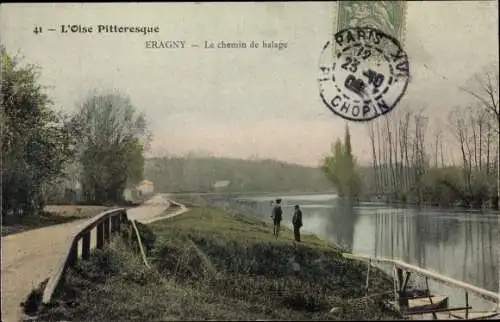 Ak Éragny Val d'Oise, Le chemin de halage