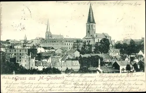 Ak Mönchengladbach im Ruhrgebiet, Blick auf den Ort, Kirche