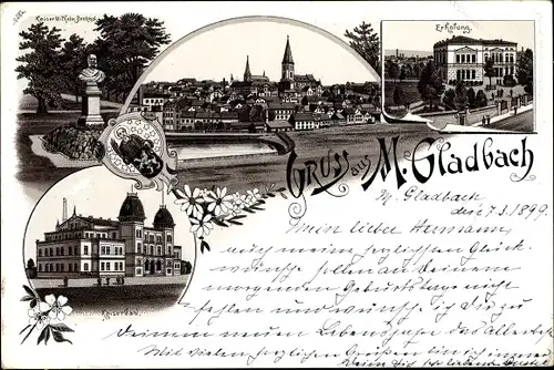 Litho Mönchengladbach in Nordrhein Westfalen, Erholung, Kaiserbad, Denkmal Kaiser Wilhelm