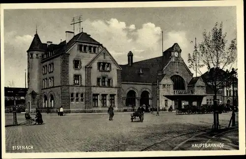 Ak Lutherstadt Eisenach in Thüringen, Hauptbahnhof, Straßenseite