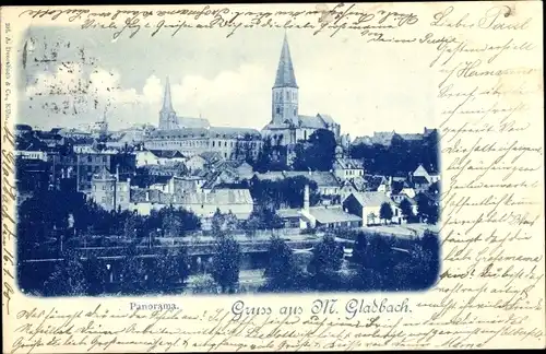 Ak Mönchengladbach im Ruhrgebiet, Panorama, Stadtansicht, Kirche