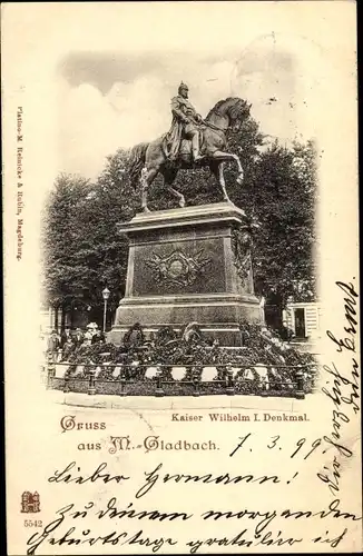 Ak Mönchengladbach in Nordrhein Westfalen, Kaiser Wilhelm I Denkmal