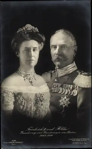 Ak Friedrich II und Hilda, Großherzog und Großherzogin von Baden, Portrait