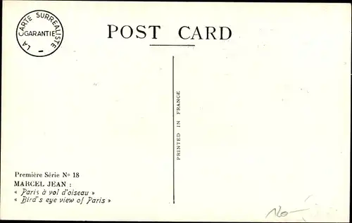 Künstler Ak Marcel Jean, Paris a vol d'oiseau, La Carte Surrealiste, Surrealismus