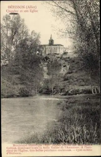 Ak Hérisson Allier, Chateloy et son Eglise