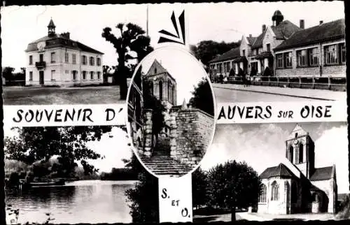 Ak Auvers sur Oise Val d'Oise, Eglise, l'Etang