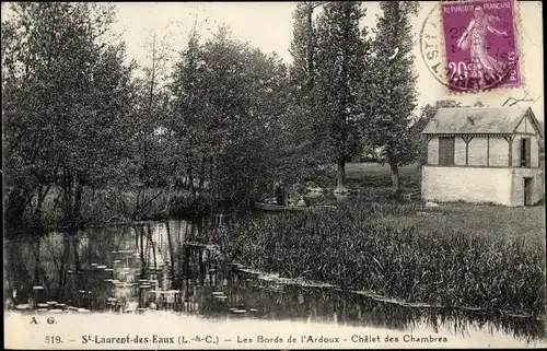 Ak Saint-Laurent-des-Eaux Loir et Cher, Les Bords de l'Ardoux, Chalet des Chambres