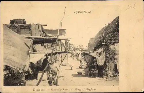 Ak Djibouti Dschibuti, Grande Rue du village indigene