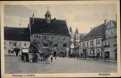 Ak Freyburg an der Unstrut, Marktplatz, Reiterstandbild, Rathaus