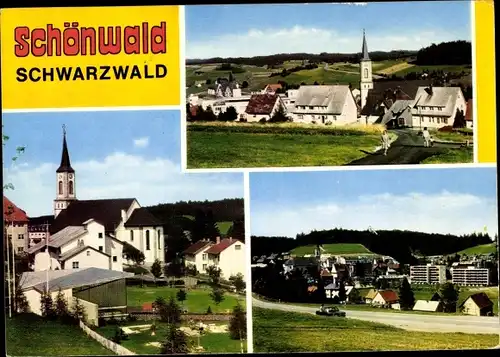 Ak Schönwald im Schwarzwald, Teilansicht, Kirche