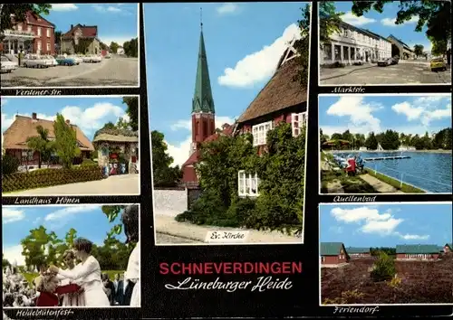 Ak Schneverdingen Lüneburger Heide, Kirche, Landhaus Höpen, Quellenbad