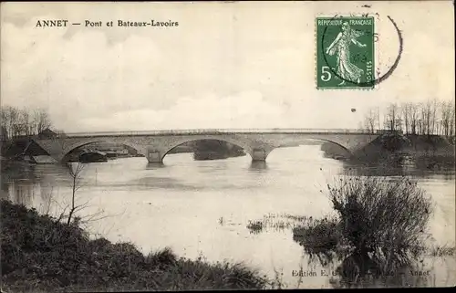 Ak Annet Seine et Marne, Pont et Bateaux Lavoirs