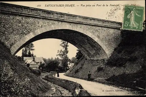 Ak Savigny-sur-Braye Loir et Cher, Vue prise au Pont de la Fontaine