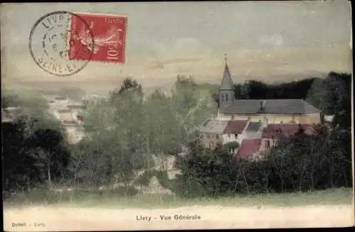 Ak Livry Gargan Seine Saint Denis, vue générale, eglise