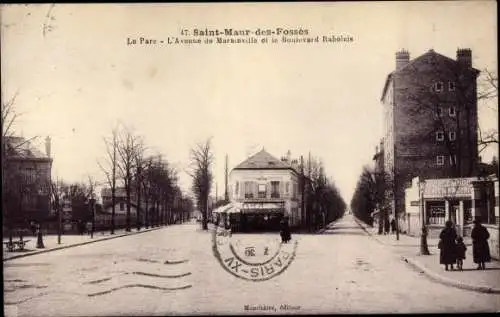 Ak Saint Maur des Fossés Val de Marne, Le Parc, L'Avenue de Marainville et le Boulevard Rabelais